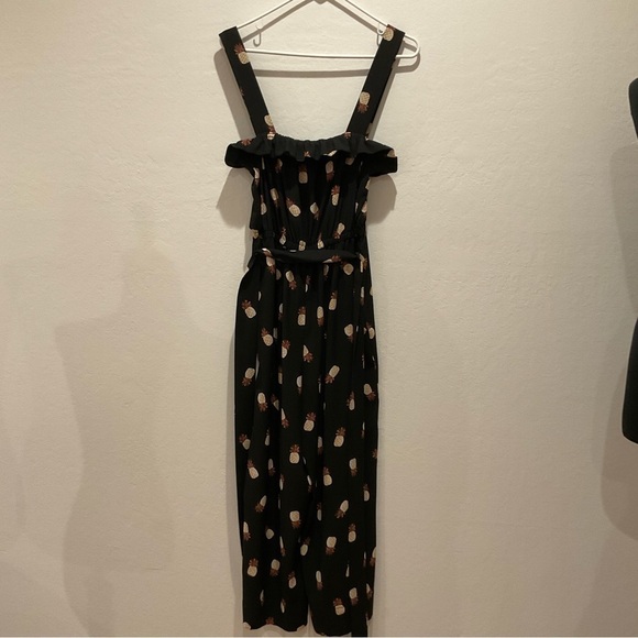 Kate Spade Black Pineapple Print Jumpsuit Black Size 8 - Picture 6 of 10